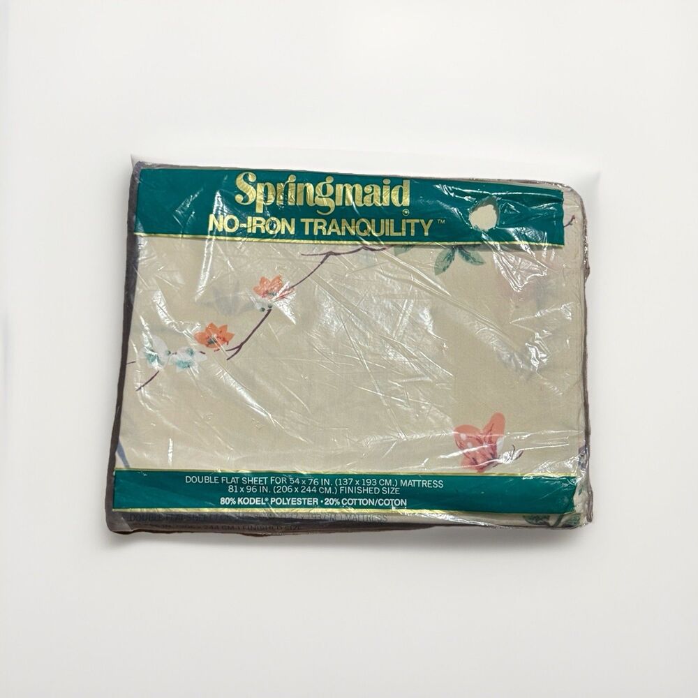Springmaid Tranquility Paradise Double Flat Sheet Floral 70s 81 X 96 in No Iron